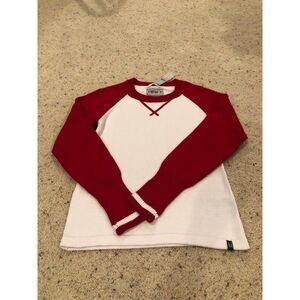NWT Renu Red and White Varsity Style Sweater Juniors Medium